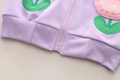 SSN040924-53 طقم بناتي قطن تقيل خريفي ربيعي قطعتين ( جكيت + بنطلون)