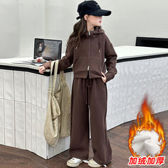 WZH191124-2 ترينج شتوي تقيل مبطن فرو (جكيت+ بنطلون)