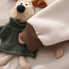 SSX220824-53 طقم ولادي شتوي تقيل مبطن فرو بالكامل قطعتين ( بلوزة + بنطلون)