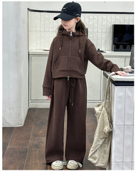 WZH191124-2 ترينج شتوي تقيل مبطن فرو (جكيت+ بنطلون)