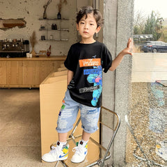 FU14042024-27 طقم ولادي قطعتين ( بلوزة + شورت)