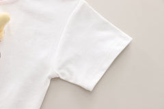 SSN040924-31 طقم بناتي صيفي قطني قطعتين ( بلوزة + بنطلون)