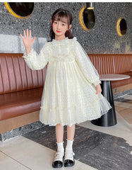 RM1231-05 فستان بناتي ناعم مزين باللولو لأعياد الميلاد والحفلات