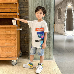 FU14042024-27 طقم ولادي قطعتين ( بلوزة + شورت)