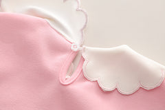 SSN040924-21 طقم بناتي قطن تقيل خريفي ربيعي قطعتين ( بلوزة + بنطلون)