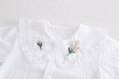 RM0608-21 طقم بناتي 3 قطع ( قميص + فست صوف مورد+ بنطلون جينز )