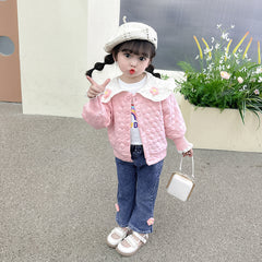 AO0508-64 طقم بناتي 3 قطع ( بلوزة + جكيت + بنطلون جينز )