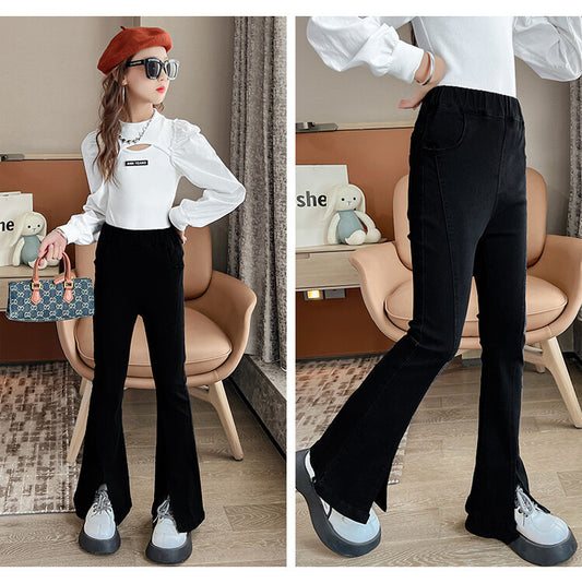 RM110825-11 بنطلون جينز اسود قصة عصرية