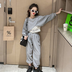 AO0508-137 طقم سبورت بناتي قطني 3 قطع بتصميم عصري مميز وخامة ممتازة