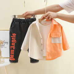 RM0608-11 طقم ولادي قطعتين ( قميص + بنطلون جينز )