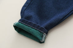 RM0608-18 طقم ولادي 3 قطع ( قميص + فست صوف + بنطلون جينز )