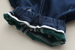 RM0608-18 طقم ولادي 3 قطع ( قميص + فست صوف + بنطلون جينز )