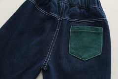 RM0608-18 طقم ولادي 3 قطع ( قميص + فست صوف + بنطلون جينز )