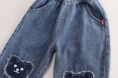 RM0608-19 طقم ولادي 3 قطع ( قميص + فست صوف + بنطلون جينز )