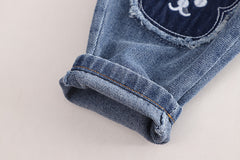 RM0608-19 طقم ولادي 3 قطع ( قميص + فست صوف + بنطلون جينز )