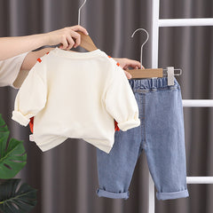 RM0608-24 طقم دبدوب قطعتين ( بلوزة + بنطلون جينز)