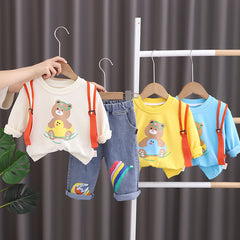 RM0608-24 طقم دبدوب قطعتين ( بلوزة + بنطلون جينز)