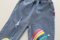 RM0608-24 طقم دبدوب قطعتين ( بلوزة + بنطلون جينز)