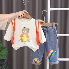 RM0608-24 طقم دبدوب قطعتين ( بلوزة + بنطلون جينز)