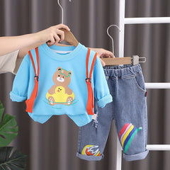 RM0608-24 طقم دبدوب قطعتين ( بلوزة + بنطلون جينز)