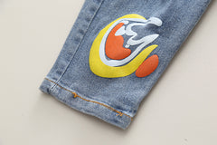 RM0608-24 طقم دبدوب قطعتين ( بلوزة + بنطلون جينز)