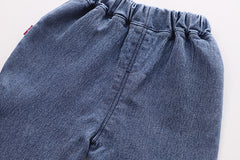 RM0608-28 طقم دورايمون ولادي 3 قطع ( قميص مصوف + فست صوف + بنطلون جينز ناعم )