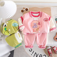 RM0608-32 طقم قطني ولادي 3 قطع ( بلوزة + جكيت + بنطلون)