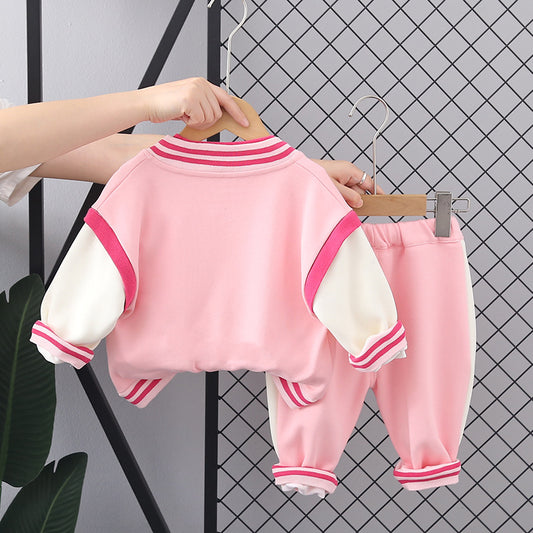 RM0608-32 طقم قطني ولادي 3 قطع ( بلوزة + جكيت + بنطلون)