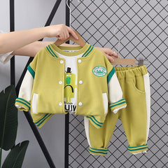 RM0608-32 طقم قطني ولادي 3 قطع ( بلوزة + جكيت + بنطلون)