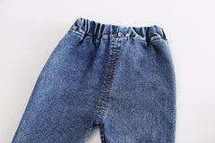 RM0608-6 طقم بناتي 3 قطع ( بلوزة + فست صوف مورد+ بنطلون جينز )