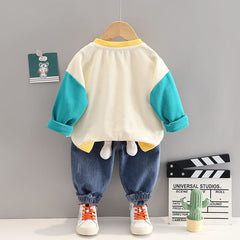 RM0608-9 طقم ولادي قطعتين ( بلوزة قطنية + بنطلون جينز )