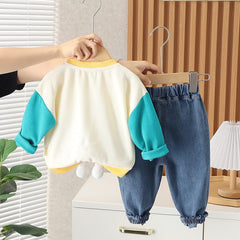 RM0608-9 طقم ولادي قطعتين ( بلوزة قطنية + بنطلون جينز )