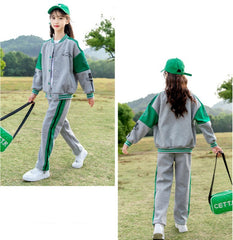 RM090424-12 طقم رياضة بناتي قطن قطعتين ( بلوزة + بنطلون )