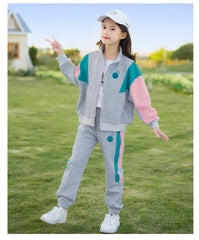RM090424-14 طقم رياضة سبورت قطني بناتي قطعتين ( جكيت + بنطلون )
