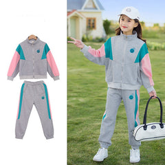 RM090424-14 طقم رياضة سبورت قطني بناتي قطعتين ( جكيت + بنطلون )