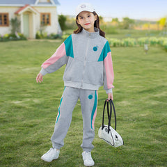 RM090424-14 طقم رياضة سبورت قطني بناتي قطعتين ( جكيت + بنطلون )