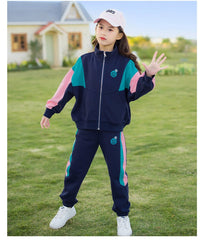 RM090424-14 طقم رياضة سبورت قطني بناتي قطعتين ( جكيت + بنطلون )