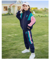 RM090424-14 طقم رياضة سبورت قطني بناتي قطعتين ( جكيت + بنطلون )