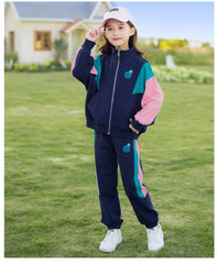 RM090424-14 طقم رياضة سبورت قطني بناتي قطعتين ( جكيت + بنطلون )