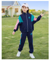 RM090424-14 طقم رياضة سبورت قطني بناتي قطعتين ( جكيت + بنطلون )