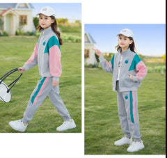 RM090424-14 طقم رياضة سبورت قطني بناتي قطعتين ( جكيت + بنطلون )