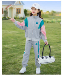 RM090424-14 طقم رياضة سبورت قطني بناتي قطعتين ( جكيت + بنطلون )