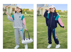 RM090424-14 طقم رياضة سبورت قطني بناتي قطعتين ( جكيت + بنطلون )