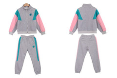 RM090424-14 طقم رياضة سبورت قطني بناتي قطعتين ( جكيت + بنطلون )