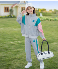 RM090424-14 طقم رياضة سبورت قطني بناتي قطعتين ( جكيت + بنطلون )