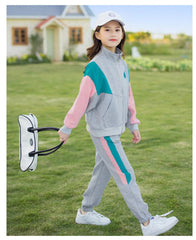 RM090424-14 طقم رياضة سبورت قطني بناتي قطعتين ( جكيت + بنطلون )