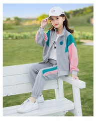 RM090424-14 طقم رياضة سبورت قطني بناتي قطعتين ( جكيت + بنطلون )