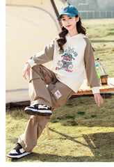 RM090424-15 طقم بناتي قطعتين ( بلوزة قطن + بنطلون كتان)