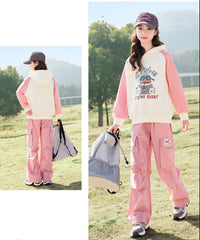 RM090424-15 طقم بناتي قطعتين ( بلوزة قطن + بنطلون كتان)