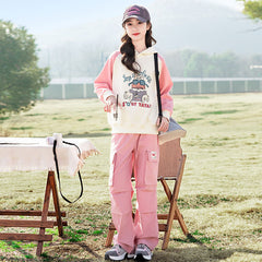 RM090424-15 طقم بناتي قطعتين ( بلوزة قطن + بنطلون كتان)